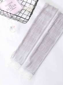 1 双女士户外防晒蕾丝冰丝袖套，公主芭蕾风格，优雅时尚，肘部拼接，多功能防晒透气防紫外线蕾丝袖套，适合夏季