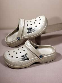 男士时尚百搭舒适透气镂空拖鞋，一脚蹬休闲沙滩人字拖 - 印花款 - 查看 14