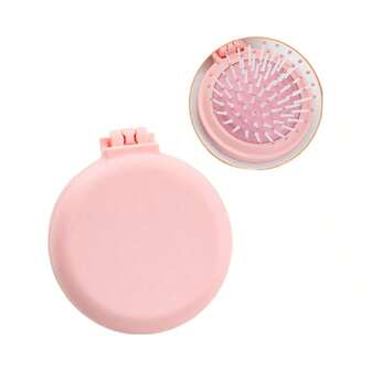 1pc Foldable Portable Air Cushion Comb With Mirror, Mini Folding Massage Comb, Cute Travel Hair Brush, Suitable For Travel And Wallet