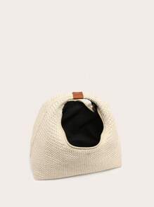 1 pezzo Borsa a tracolla di paglia intrecciata da donna, di stile da vacanza, di grande capienza, dal design semplice e di nicchia