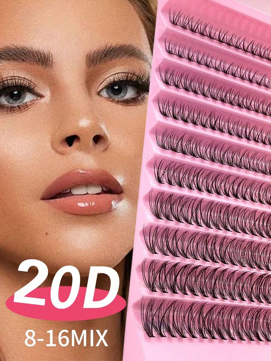 200D Curled Eyelash Cluster, Natural Soft Curl, Available In 20D/30D/40D/50D/60D/80D, Single Lash Extension, 8-16mm Mixed, 0.07mm Ultra-Lightweight, 10 Rows Waterproof Mink Hair 3D Effect False Eyelashes, Suitable For Light Makeup, Heavy Makeup, Daily Makeup, Cartoon Makeup, Portable, Suitable For Daily Outings, Applicable For Various Occasions