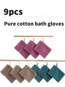 3/8/9件套沐浴手套，柔软洗脸沐浴巾，毛巾布材质，吸水温和，适用于沐浴，浴室毛巾，可重复使用卸妆手套，15*22厘米，多种颜色可选，适合返校使用 - 彩色 - 查看 4