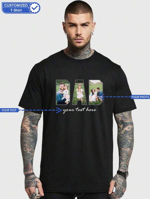 Camiseta personalizada para primavera/verano para hombres, personalizada con foto/terntern/selfie/familia/mascota/par/imagen popular de internet/foto, regalo del Día del Padre, obsequio para papá, foto personalizada, recuerdo festivo, aniversario, camiseta de fiesta, recordatorio significativo, ropa para él, sorpresa, top para hombre, novio, esposo, San Valentín, boda