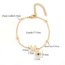 1 pièce Nouveau bracelet à chaîne en acier inoxydable doré avec zircones pavées, initiale œil, mode femme