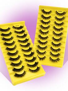 10 Pairs Fluffy Messy 5-11mm Faux Mink Lashes, Densed, Soft, Curled, Striped Eyelashes Suitable For Women Daily Wear, Dates And Vacations