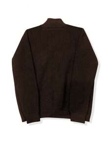 Cárdigan para hombre de punto acanalado con cuello alto y cierre de cremallera, de color liso y casual