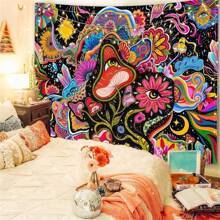 1pc Floral Mushroom Tapestry, Hippie Sun And Moon Tapestry Bohemian Celestial Tapestry Aesthetic Tapestries Wall Tapestry For Bedroom Medieval Tapestry For Bedroom And Living Room Decor Sun And Moon, Can Be Used As Sofa Cover, Wall Hanging, Photo Backdrop, Indoor Tablecloth And Outdoor Picnic Blanket Home Decor Room Decoration Stuff Bedroom Decor Flag