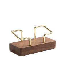 1 个卡片存储名片夹，简易桌面架子山毛榉木卡片展示架胡桃木金属木制卡片夹，家庭办公用品，节日圣诞卡片展示架 - 彩色 - 查看 12