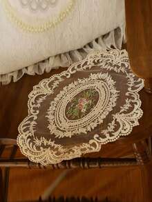 1/2/4Pcs Vintage French Elegant Lace Placemat, Hand Embroidered Table Mat & Chinese Style Tablecloth, Dining Table Room Decor, For Wedding Party Christmas Holiday Ornament, Autumn Household Essentials & Exquisite Gift - Multicolor - View 6