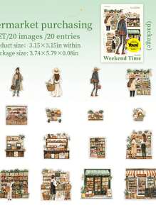 20pcs/Pack Vintage Waterproof Book-Themed PET Stickers, Decorative Reading Corner Stickers, Scrapbooking Sticker Pack, Diary Journal Stickers Back To School