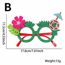 1pc Hawaiian Decorative Sunglasses, Flower & Flamingo Patterned Party Costume, Photo Prop Funny Eyeglasses