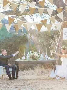 1pc Jute Burlap Banner - 3.6m Multicolor Triangle Pennant, Universal Holiday Garden Bunting Garland For Wedding, Birthday, Engagement, Easter, Graduation, Boho Party Decorations, Bridal Shower, Party Backdrop Decorations, Home Decor, Gifts (12 Flags) Room Decor Bedroom Decor Wall Decor - Multicolor - View 4