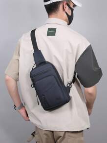 1 bolsa de peito leve para atividades ao ar livre, bolsa de ombro de grande capacidade, bolsa tiracolo versátil e moderna, bolsa mensageiro esportiva masculina, bolsa com zíper múltiplo e vários compartimentos, adequada para motocicleta, ciclismo, deslocamento diário, escola, viagens