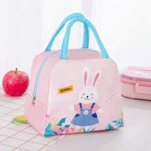 1 pieza Bolsa térmica aislada con estampado de dibujos animados, bolsa de almuerzo de pana, a prueba de fugas, suave y espaciosa, bolsa refrigeradora de almuerzo, caja de almuerzo impermeable, bolsa de maquillaje, bolsa de aseo de viaje, neceser de maquillaje de viaje