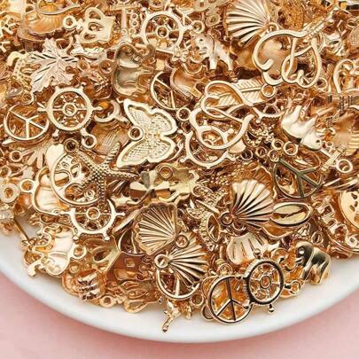 WGRXIRANYKM 20/30/50pcs Alloy KC Golden Fashion Charms Various Mixed Pendants For DIY Bracelet Necklace Jewelry Making Accessories