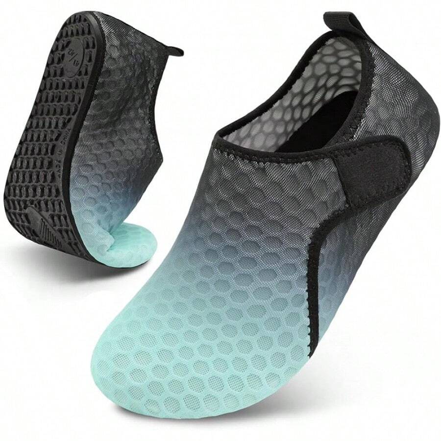 Scurtain Barefoot Shoes Women Men Beach Swim Aqua Socks Summer Quick-Dry Sandals Slippers - 綠黑 - 查看 1