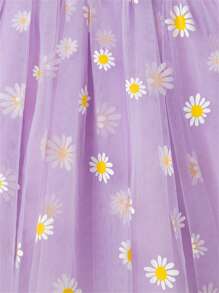 Nouvelle robe d'été pour bébé fille sans manches, en patchwork floral avec tulle, jupe bouffante mignonne