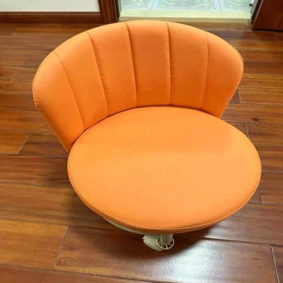 Local Shipping- Curved Backrest For Comfort. 360° Silent Casters Ensure Smooth Mobility. Easy To Carry For On-The-Go-2025 Multi-Functional Lightweight Stool Compact & Practical, Ideal For Office Guest/ Reception Use. - Tangerine - View 1