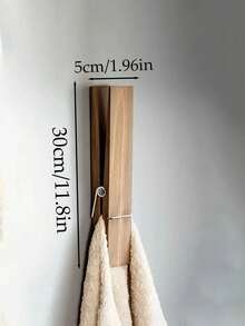 1 Giá Treo Khăn Bằng Gỗ Cực Lớn Có Kẹp Quần Áo - Phong Cách Đồng Quê Pháp, Treo Tường Cho Phòng Tắm & Trang Trí Phòng Giặt Giặt - Màu vàng - Xem 2