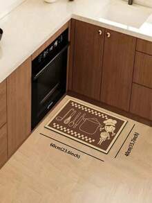 1 件优质棕色瓷砖硅胶厨房垫，卡通女孩图案，缓冲抗疲劳厨房地毯，吸水，厚约 3 厘米，适用于厨房、浴室、入口、洗衣房 - 彩色 - 查看 11