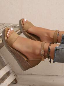 Summer New Waterproof Platform Fashion Wedge Women Sandals Thick Sole Minimalist Brown Slides