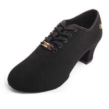 Sapatos de dança latina jazz moderna para mulheres, salto alto oxford de tecido, 5 cm, sola macia para adultos, sapatos de dança social, calçados esportivos para treinamento profissional interno e externo - Preto - Ver 5