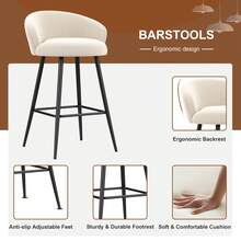GOOTEEL 24 Inch Bar Stools Set Of 4, Upholstered Barstools, Counter Height Bar Stools Modern Counter Stools For Kitchen Counter Island - White Set Of 4 - View 5