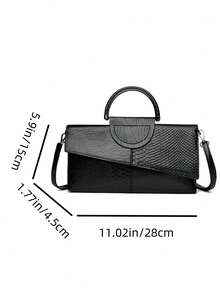 Fashionable Versatile Elegant Business Women Vintage Chic Minimalist Alligator Textured One Shoulder Messenger Bag, Suitable For Shopping, Dating, Commuting, Popular New Design Handbag - Multicolor - View 6
