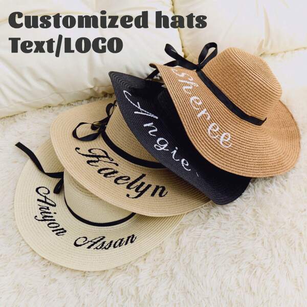 Sombrero de playa personalizado con bordado, regalo para la novia, sombrero de playa personalizado, sombrero personalizado, sombrero de señora de playa, regalo para la novia, sombrero de fiesta de la novia, sombrero de playa personalizado, sombrero personalizado, sombrero de sol personalizado