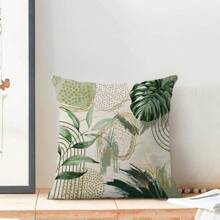2PCS Medieval Pillowcase Bohemian Sage Green Gold Palm Leaf Cuddle Pillowcase Outdoor Decorative Bohemian Modern Abstract Tropical Leaf Pillowcase Upholstery Cushion Cover Home Sofa With One Side Without Pillow