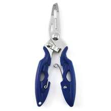 1 pieza Alicates de pesca multifuncionales, mango antideslizante, sacador de anzuelos de acero inoxidable, tijeras para trenzar accesorios de pesca, con herramienta de pesca con moscas, extracción rápida de anzuelos - Equipo de pesca duradero azul/negro, adecuado para pescadores