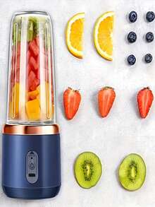 1pc Portable 2-In-1 Blender ; Juicer With Dual Cup Design, Stainless Steel Blades, USB Rechargeable, Easy-Clean For Smoothies, Ice Cubes, Kitchen ; Outdoor Use, Perfect Gift For Valentine's Day ; Mother's Day, Fruit Blending, Sleek Modern Design, ABS Plastic, Blenders For Kitchen, Practical New Year And Christmas Gifts For Women - Multicolor - View 9