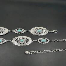 女士时尚水钻腰带，金属链条装饰腰带搭配夏季连衣裙 - 金色 - 查看 5