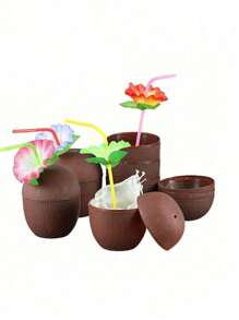 1 pièce Tasse en coquille de noix de coco polie pour la fête hawaïenne, tasse en noix de coco réutilisable pour le dessert, la crème glacée, convenant pour les mariages, les fêtes de graduation, les fêtes d'été près de la piscine