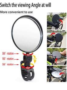 1pc Black Bicycle Rearview Mirror, Foldable Motorcycle Reflective Mirror - Black - View 2