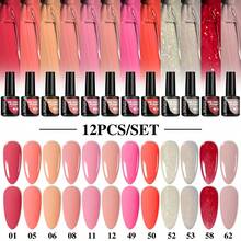 MIQH 2025 Fashion Gel Nail Polish Set 12 Colors Pink White Red Soak Off UV LED Lamp Compatible Long Lasting Comfortable Shades Surprise Gift For Girlfriend Mother Daughter Buy 6 Get 6 Pink Nude Orange Glitter Manicure - 彩色 - 查看 1