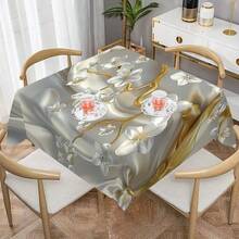 1/20pcs Elegant Polyester Tablecloth,Diamond Tree And Flowers Pattern,Machine Washable,For Kitchen Dining, Buffet Table, Holiday Dinner, Party, Banquet, Restaurant, Wedding, And Home Decoration - Perfect For Any Occasion