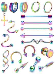 1pc 304 Stainless Steel Monroe Lip Ring, Spiral Cartilage Earrings, Barbell Body Piercing Jewelry, Suitable For Gift/Party