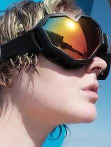 1 件心形超大时尚护目镜，个性化 Y2K 滑雪护目镜，适合滑雪运动时尚眼镜 - 黑色 - 查看 3