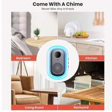 Sonnette vidéo intelligente sans fil Tuya - Système de sécurité domestique avec sonnerie, Wi-Fi 2,4 G, vision nocturne, audio bidirectionnel, notifications en temps réel, transformation vocale, stockage sur le cloud et carte SD pour une utilisation intérieure et extérieure, système de sécurité intérieur | Sonnette sans fil pour smartphone pour l'entrée