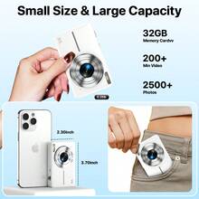 Nicamery 44MP Appareil photo numérique 1080P, Zoom 16X, Carte mémoire 32 Go, 2 batteries, Appareil photo compact de voyage convenant à la photographie, Appareil photo numérique point-and-shoot, Cadeau pour les adolescents et les personnes âgées - Blanc - Voir 5