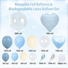 12" 5" Blue, White, Nude Heart-Shaped Latex Balloons, 20" Clear Bubble Balloons, Birthday, Anniversary, Wedding, New Year Decor, Baptism, Shower Party Supplies