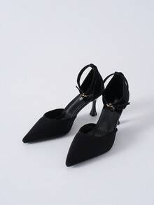 时尚女士高跟尖头穆勒鞋性感绑带设计细高跟鞋女士派对高跟鞋大码圣诞节冬季圣诞礼物