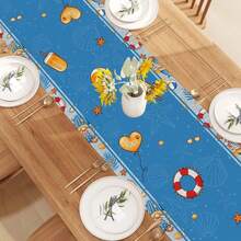 1pc, Blue Gnome Beach Table Runners, Beach Pool Coastal Party Decorations And Supplies For Home Party - Multicolor - View 6