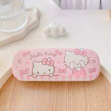 Sanrio 2 pièces Étui à lunettes Hello chat, Chiffon de nettoyage de lunettes Hello chat, Coffret de rangement 2 pièces pour Lunettes modes avec chiffon de nettoyage de lunettes, Etui à lunettes, Monture de lunettes, Etui à lunettes, Accessoires de lunettes unisexes Conception charmante Boîte de rangement de lunettes portable en matériau PU résistant à la pression