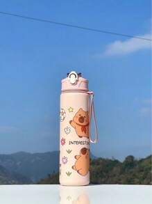 Vaso de agua de 790ml con diseño de Capibara de unicolor 2025, taza de plástico con pajita para niños y niñas, atractiva para uso portátil al aire libre