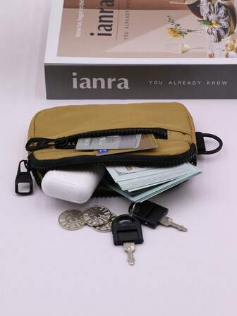 1 st. multifunktionell utomhuspåse för förvaring av hörlurar, nycklar, korthållare, myntväska, avslappnad stil, produktstorlek 14 cm * 10 cm * 2 cm, för män, plånbok, mini-plånbok, plånbok, reseplånbok, myntplånbok, skolmaterial