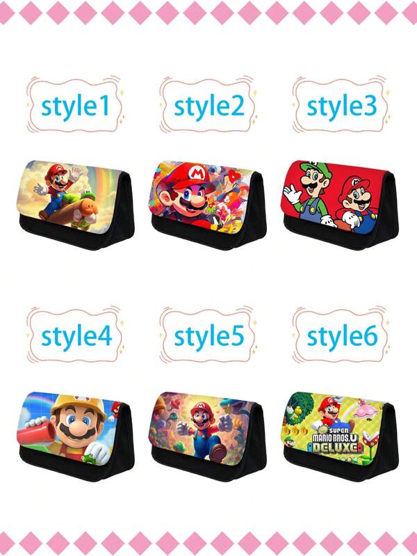 Super Mario New Mario Pencil Case, Large Capacity, High-End Feel, Large Storage, Dirt-Resistant Pencil Case, Function Pack, Tool Bag