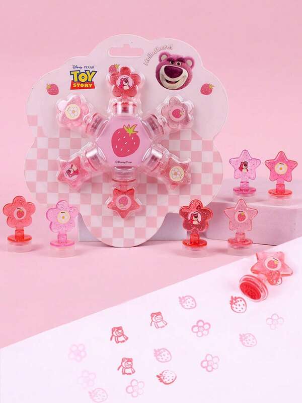Disney Disney 6Pcs Strawberry Bear Series Seal Kit, DIY Cartoon Seal Patten, Album Stamping Decoration Tools, Crafts Seals And Creative Toy Gifts, Party Favors For Kids