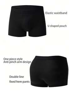 4 件男士内裤套装，休闲平角内裤和短裤，透气弹力平角内裤和运动短裤，4 件套柔软松紧腰平角内裤，舒适休闲风格 - 彩色 - 查看 3